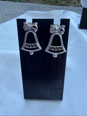 Avon Silver Bell and Bow Earrings